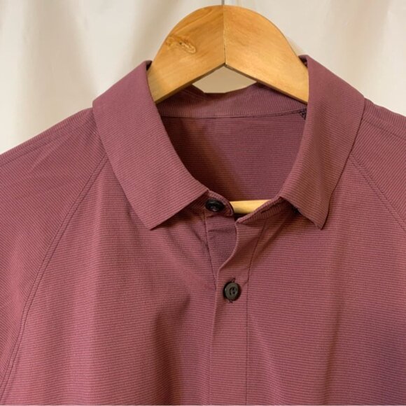 Lululemon Voyage Long Sleeve Buttondown Wee Stripe Black Cherry Prep Red Medium - Picture 2 of 10